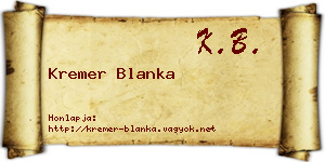 Kremer Blanka névjegykártya